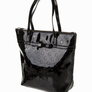 KATE SPADE PURSE NEW YORK BLACK PATENT LEATHER POLKA A DOT BOW TOTE. NWOT.